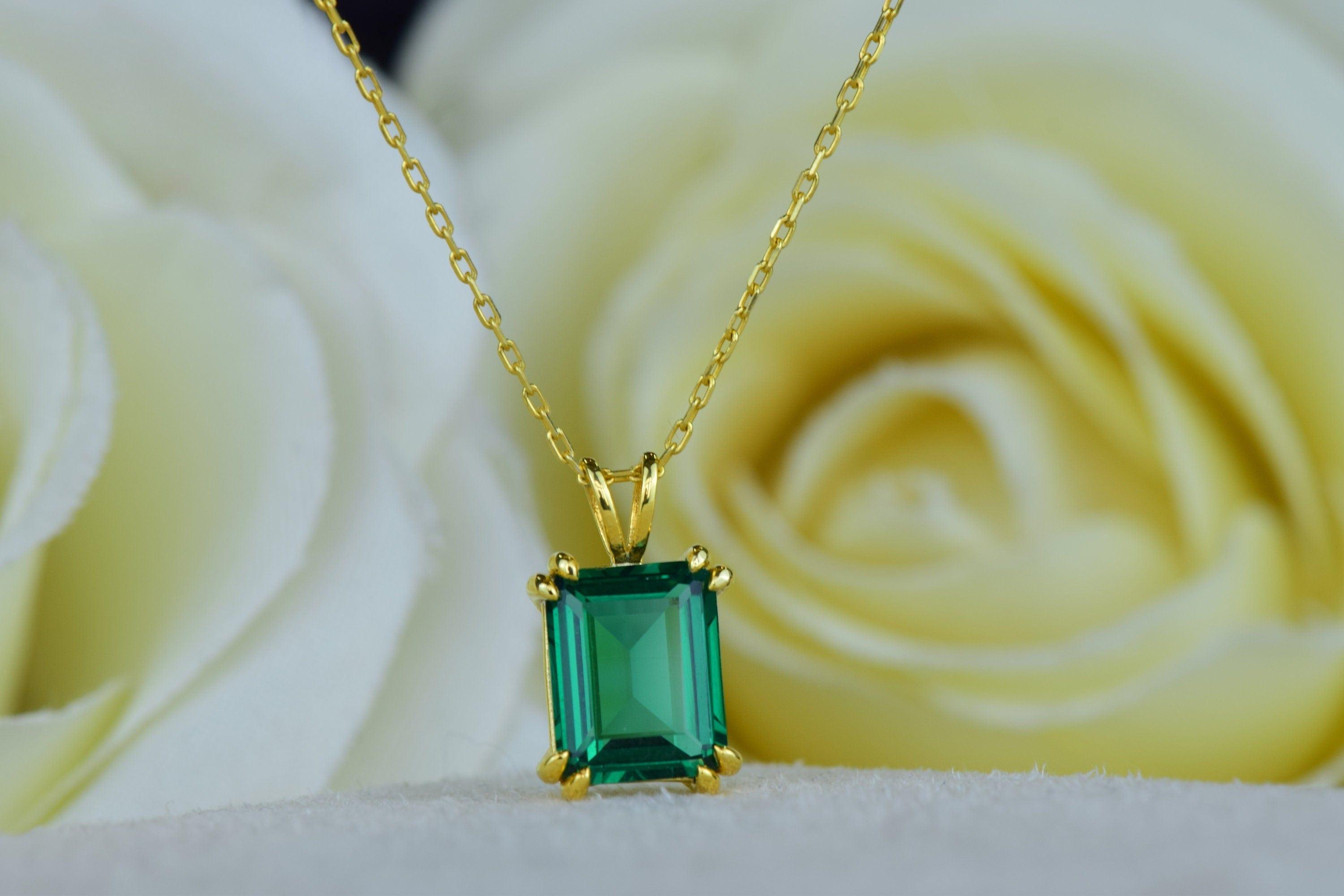 Emerald 2024 Necklace, 14k Solid Gold Necklace, May Birthstone, Bridesmaid Gift, Wedding Gift, Birthday Gift.