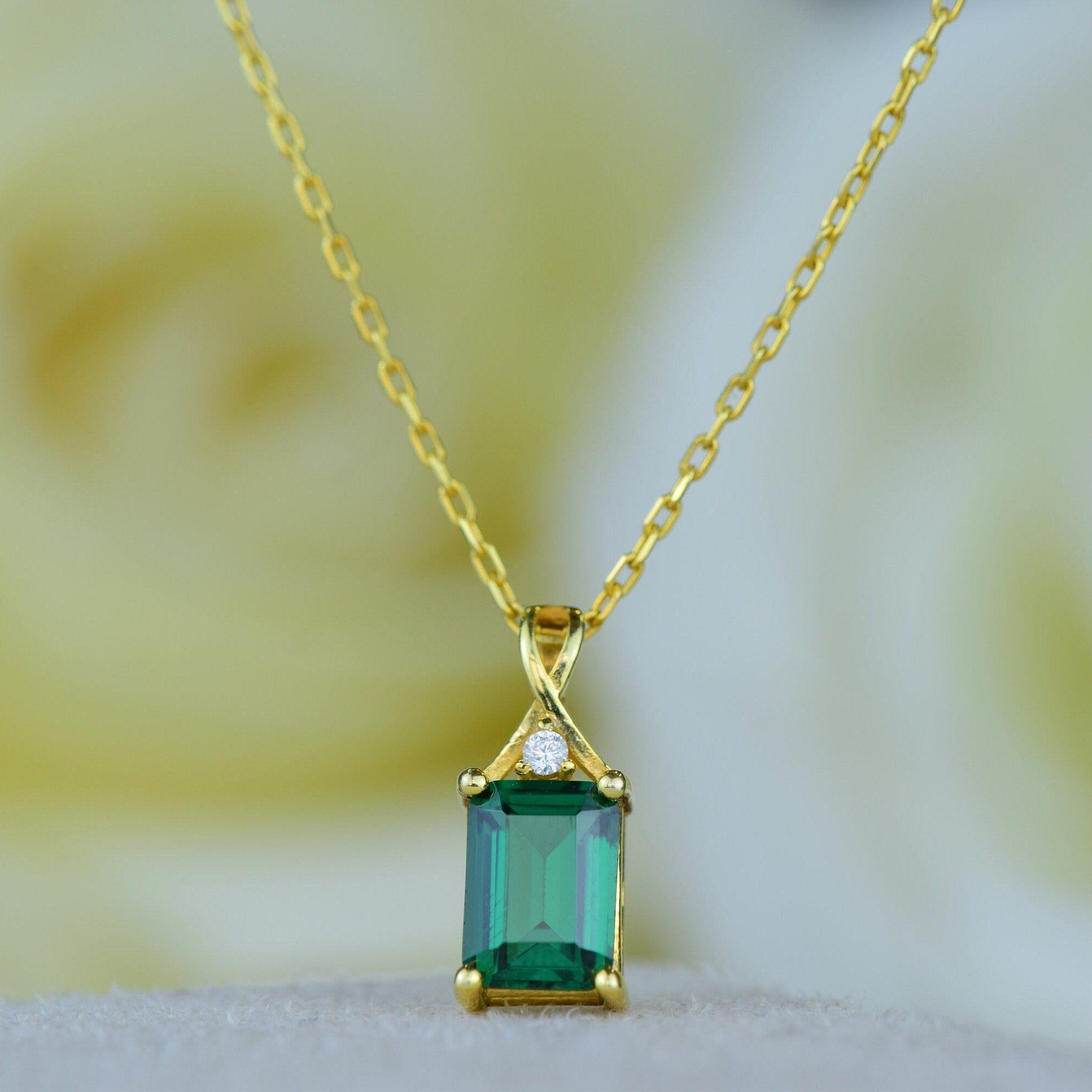 Buy Emerald pendant necklace, Tear drop natural emerald silver pendant  online at aStudio1980.com