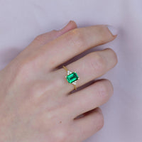 14K Gold Emerald Green Gemstone Promise Emerald Cut Birthstone Engagement Ring - JBR Jeweler