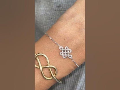 14k Gold Endless Love Knot Diamond Dainty Bracelet - JBR Jeweler