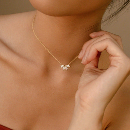 14k Gold Marquise Shaped Moissanite Diamond Necklace - JBR Jeweler