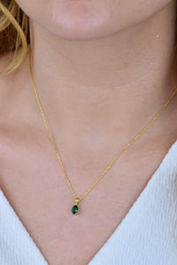 14K Gold Pear Emerald Teardrop Dainty Gemstone Wedding Necklace Gift For Her - JBR Jeweler