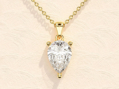 14k Gold Pear Shaped Moissanite Diamond Pendant Necklace - JBR Jeweler