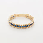 14k Gold Sapphire Eternity Band Ring Beaded Sapphire Dainty Bridal Band for Women - JBR Jeweler
