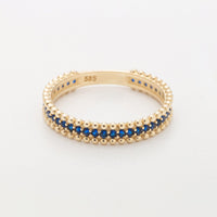 14k Gold Sapphire Eternity Band Ring Beaded Sapphire Dainty Bridal Band for Women - JBR Jeweler