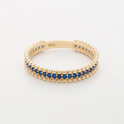 14k Gold Sapphire Eternity Band Ring Beaded Sapphire Dainty Bridal Band for Women - JBR Jeweler