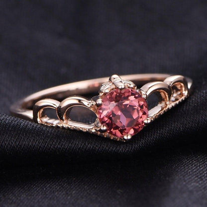 14K Pink Tourmaline Rose Gold Filigree Engagement Ring - JBR Jeweler