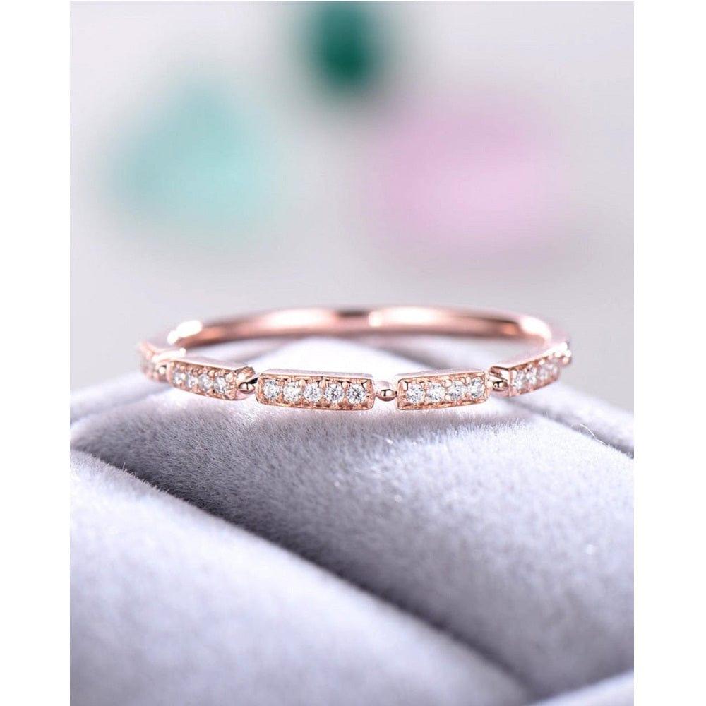 14k Rose Gold Diamond Antique Women Bridal Moissanite Wedding Band For Women - JBR Jeweler