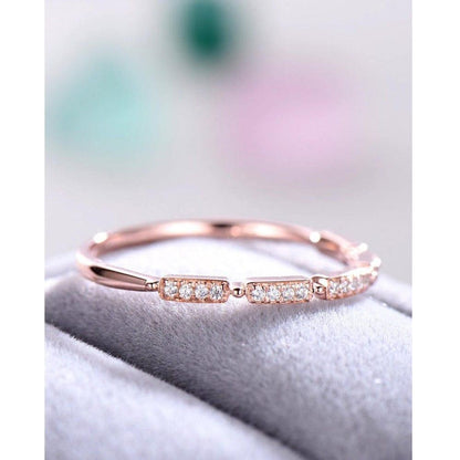 14k Rose Gold Diamond Antique Women Bridal Moissanite Wedding Band For Women - JBR Jeweler