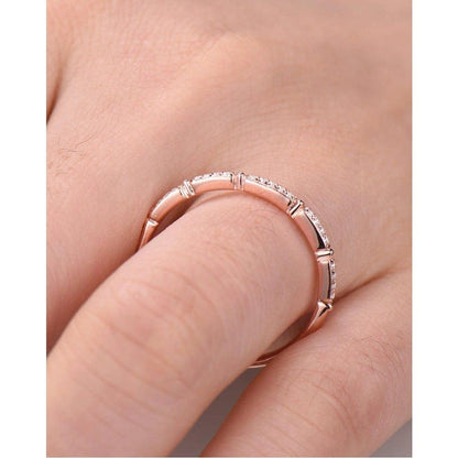 14k Rose Gold Diamond Antique Women Bridal Moissanite Wedding Band For Women - JBR Jeweler