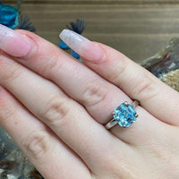 14K Solid Gold Asscher Cut Aquamarine Engagement March Birthstone Ring For Gift - JBR Jeweler