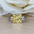 14K Solid Gold Asscher Cut Yellow Topaz Gemstone Three Stone Ring - JBR Jeweler