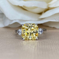 14K Solid Gold Asscher Cut Yellow Topaz Gemstone Three Stone Ring - JBR Jeweler