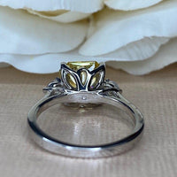 14K Solid Gold Asscher Cut Yellow Topaz Gemstone Three Stone Ring - JBR Jeweler