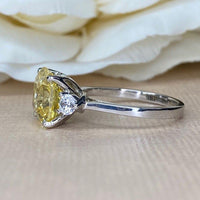 14K Solid Gold Asscher Cut Yellow Topaz Gemstone Three Stone Ring - JBR Jeweler