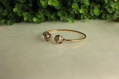 14k Solid Gold Bow Knot Cuff Bangle Bracelet - JBR Jeweler