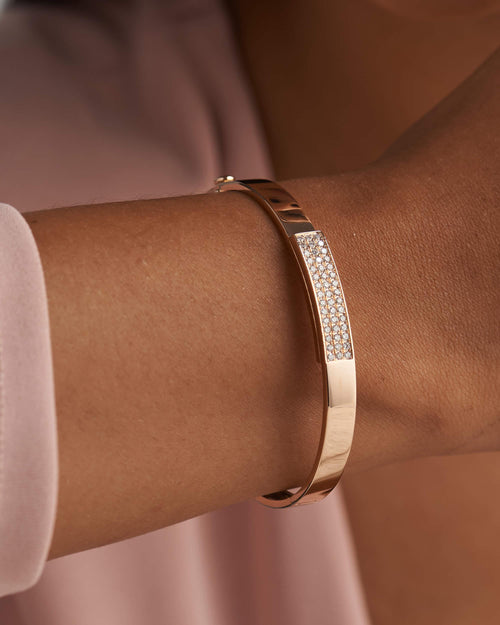 14k Solid Gold Classic Lab Grown Diamond Oval Flat Bangle Bracelet - JBR Jeweler