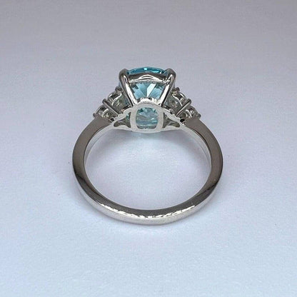 14K Solid Gold Cushion Cut Aquamarine Engagement March Birthstone Ring - JBR Jeweler