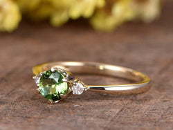 14k Solid gold Green Tourmaline wedding Anniversary ring - JBR Jeweler