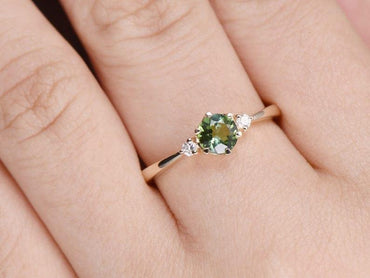 14k Solid gold Green Tourmaline wedding Anniversary ring - JBR Jeweler