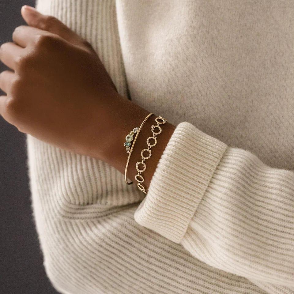 14k Solid Gold Lab Grown CVD Diamond Satellite Tennis Bracelet