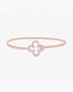 14k Solid Gold Lab Grown Diamond Clover Flexible Bangle Bracelet - JBR Jeweler