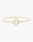 14k Solid Gold Lab Grown Diamond Clover Flexible Bangle Bracelet - JBR Jeweler