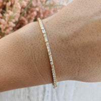 14k Solid Gold Lab Grown Diamond Tennis Bangle Bracelet - JBR Jeweler