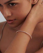 14k Solid Gold Lab Grown Diamond Tennis Beaded Bangle Bracelet - JBR Jeweler