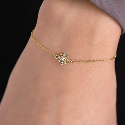 14k Solid Gold Lab Grown Diamonds Vintage Dainty Bracelet - JBR Jeweler