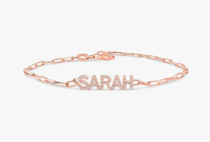 14k Solid Gold Linking Custom Name Bracelet - JBR Jeweler