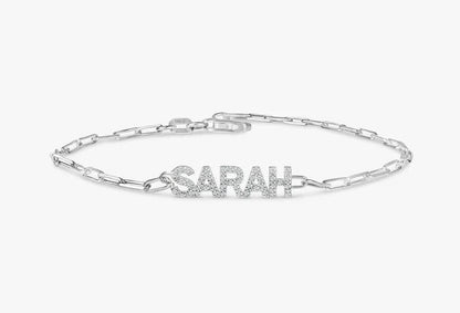 14k Solid Gold Linking Custom Name Bracelet - JBR Jeweler