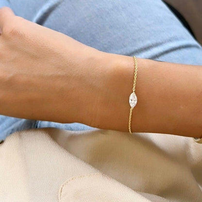 14k Solid Gold Marquise Lab Grown Diamond Dainty Bracelet - JBR Jeweler