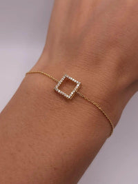 14k Solid Gold Open Square Dainty Bracelet - JBR Jeweler