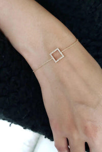 14k Solid Gold Open Square Dainty Bracelet - JBR Jeweler