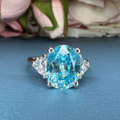 14K Solid Gold Oval Cut Aquamarine Engagement March Birthstone Ring - JBR Jeweler