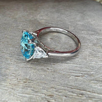 14K Solid Gold Oval Cut Aquamarine Engagement March Birthstone Ring - JBR Jeweler