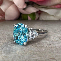 14K Solid Gold Oval Cut Aquamarine Engagement March Birthstone Ring - JBR Jeweler