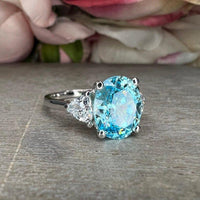 14K Solid Gold Oval Cut Aquamarine Engagement March Birthstone Ring - JBR Jeweler