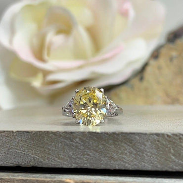 14K Solid Gold Oval Cut Canary Yellow Topaz Gemstone Ring - JBR Jeweler