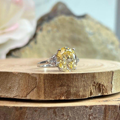 14K Solid Gold Oval Cut Canary Yellow Topaz Gemstone Ring - JBR Jeweler