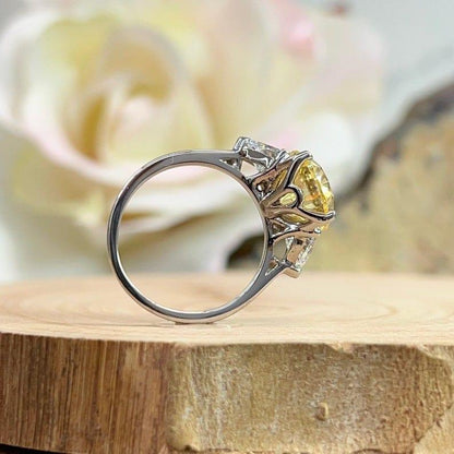 14K Solid Gold Oval Cut Canary Yellow Topaz Gemstone Ring - JBR Jeweler