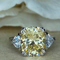 14K Solid Gold Oval Cut Yellow Topaz Double Prong Gemstone Ring - JBR Jeweler