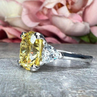 14K Solid Gold Oval Cut Yellow Topaz Double Prong Gemstone Ring - JBR Jeweler