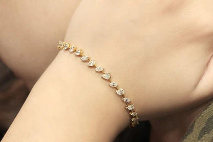 14k Solid Gold Pear/Marquise Tennis Bracelet - JBR Jeweler