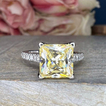 14K Solid Gold Princess Cut Yellow Topaz Gemstone Solitaire Ring - JBR Jeweler