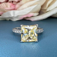 14K Solid Gold Princess Cut Yellow Topaz Gemstone Solitaire Ring - JBR Jeweler