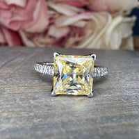 14K Solid Gold Princess Cut Yellow Topaz Gemstone Solitaire Ring - JBR Jeweler