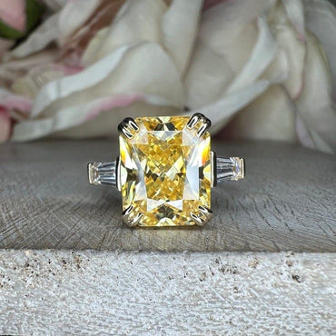 14K Solid Gold Radiant Canary Yellow Topaz Gemstone Ring - JBR Jeweler