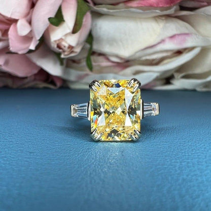 14K Solid Gold Radiant Canary Yellow Topaz Gemstone Ring - JBR Jeweler